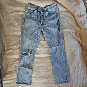 Agolde Riley Blue Distressed Jeans